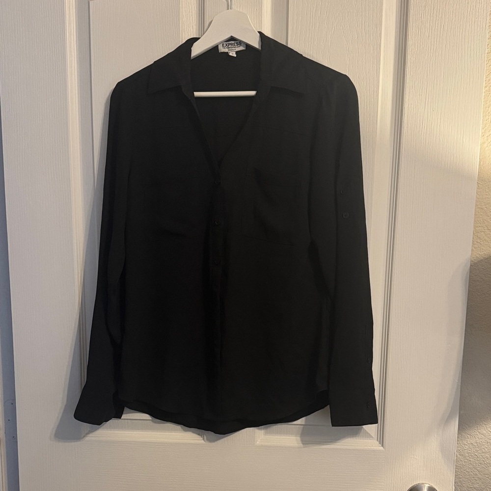 Express Women's Portofino Original Fit Black Button-Down Shirt